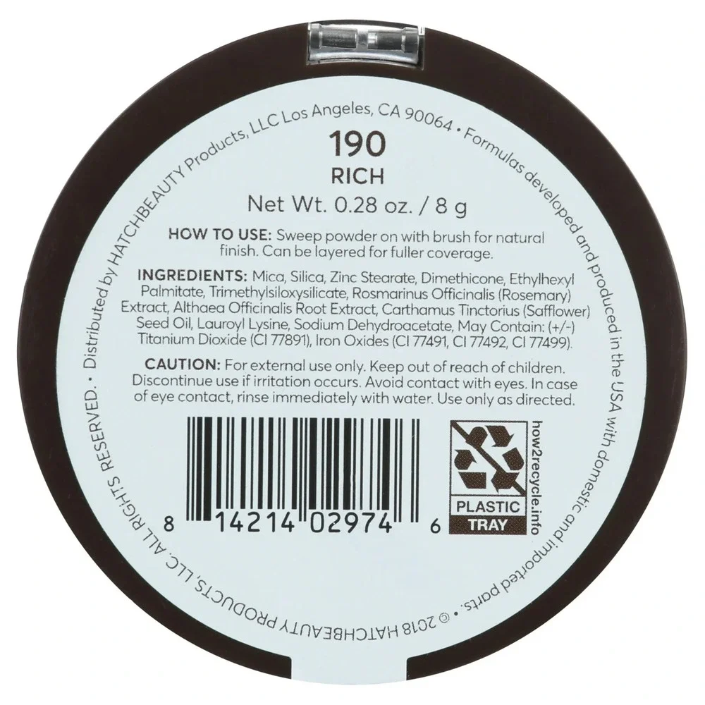 FOUND Mattifying Powder Foundation with Rosemary, 190 Rich 0.28 oz.